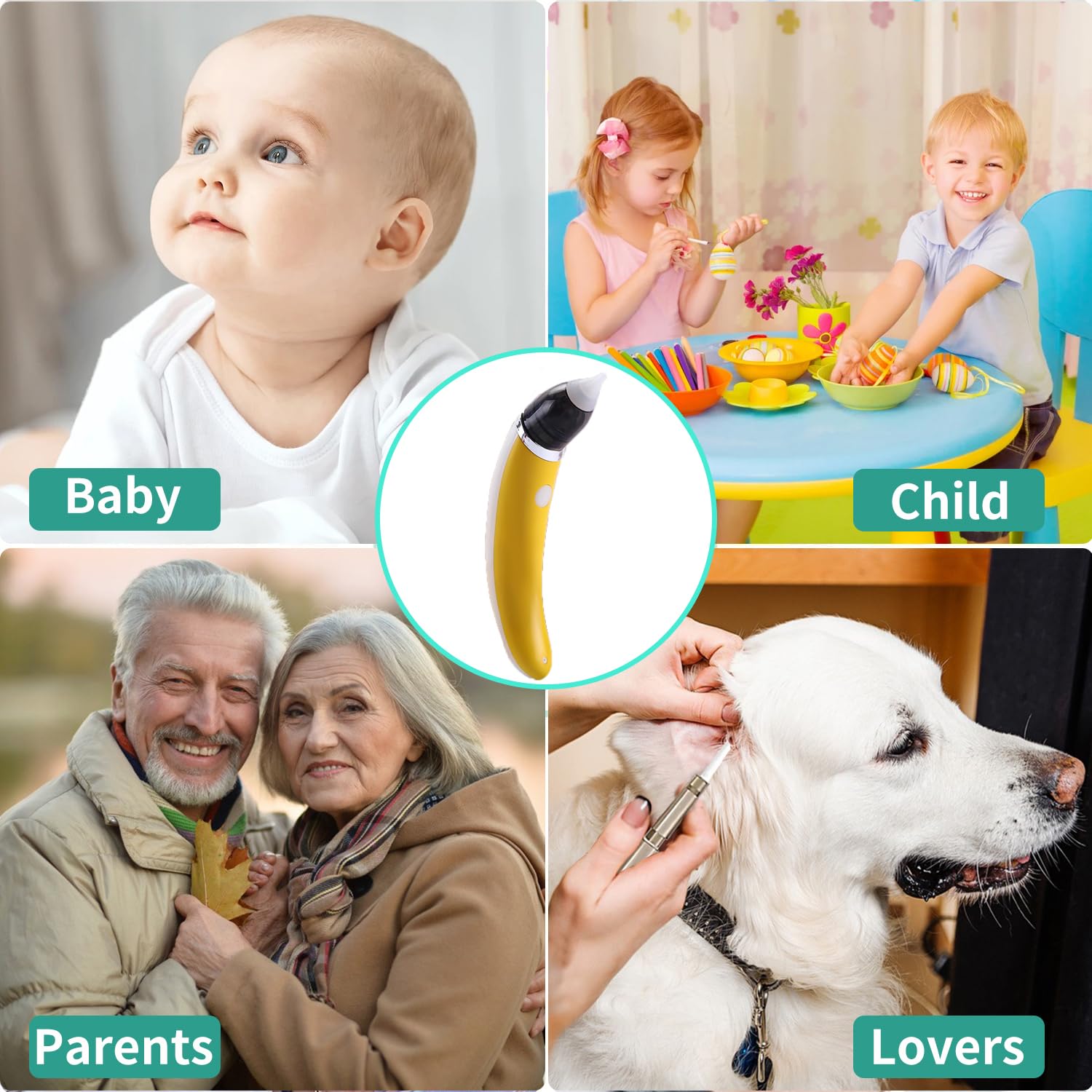 Ohrenschmalz Entferner Vakuum, Sicheres und Weiches 360 Grad Spirale Silikon Ear Cleaning kit , Geeignet für Kinder und Menschen(Gelb-1)