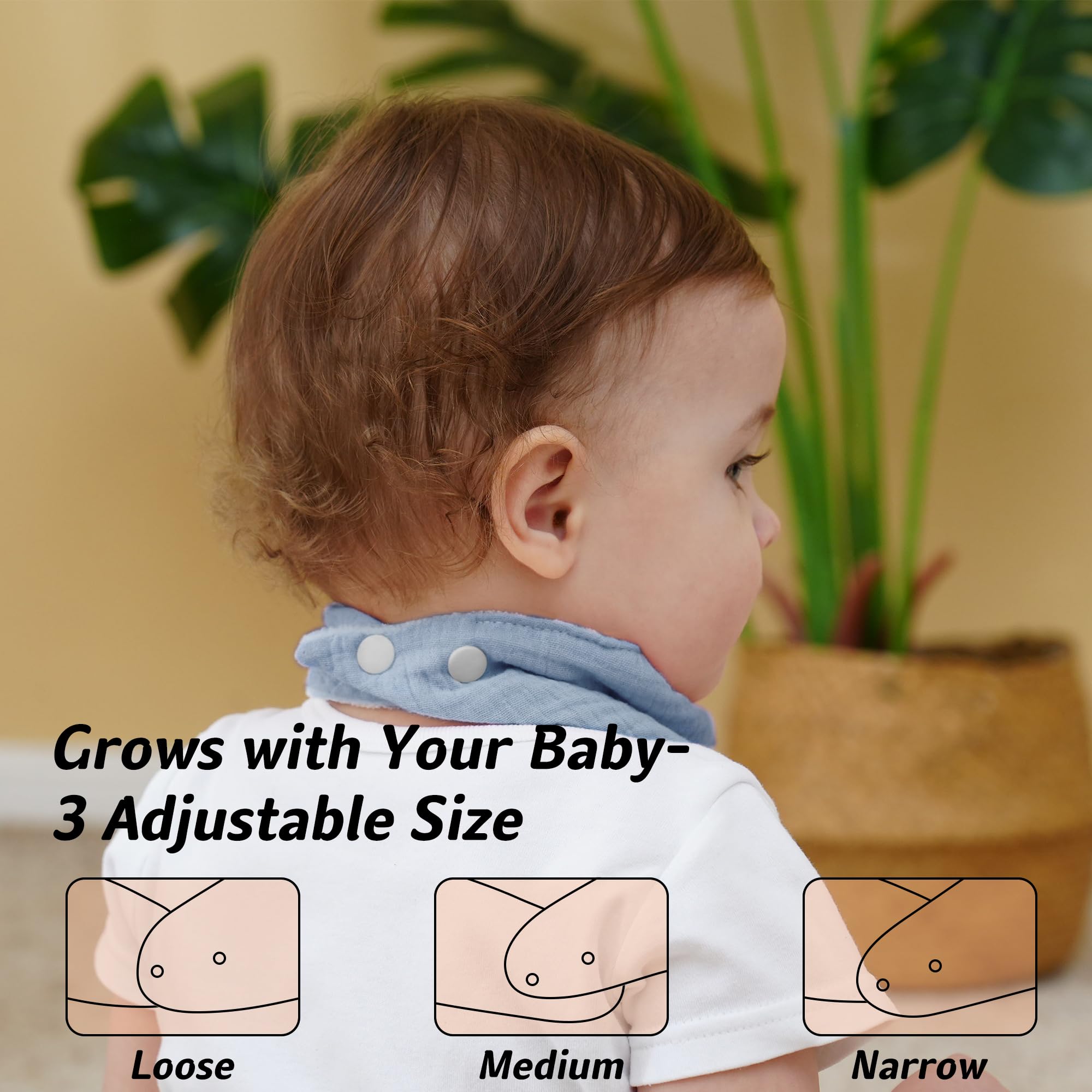 Baberos Bebe de Muselina Para Bebé, Pañuelo Triángulo Para el Cuello Del Bebé, Baberos Ajustables Para Niños y Niñas