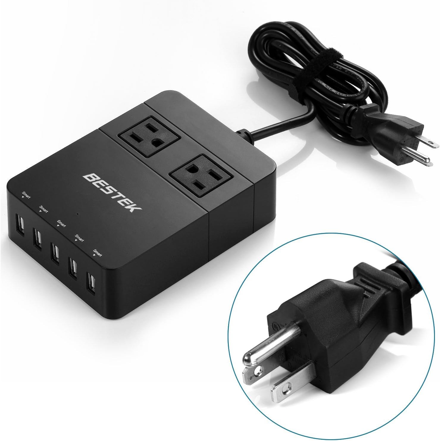 Exclusive Discount 60% Price BESTEK USB Travel Power Strip with 8 International Adapters,5-Port 40W USB Charging Station with 2-Outlet Surge Protector
