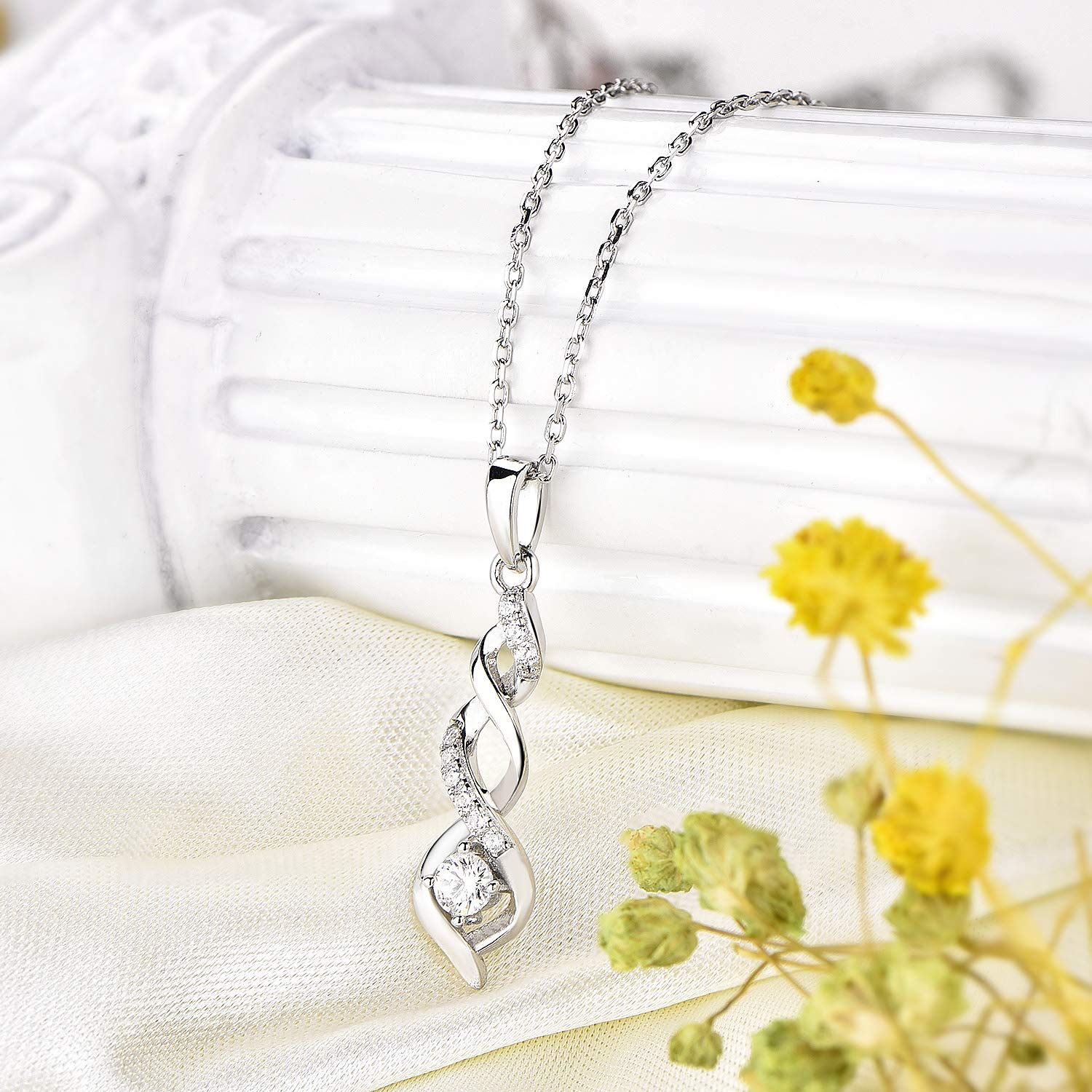 JO WISDOM Collana di Infinito Argento 925 Donna,Ciondolo con Catena Zirconia cubica 3A
