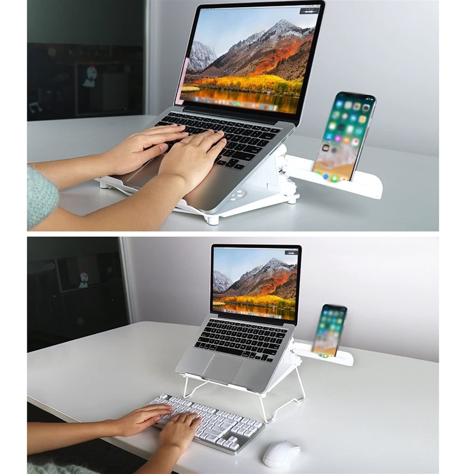 Laptop Stand Laptop Stand Office Półka podnoszenia Podstawa Składana Pionowa Pionowa leniwa rama wsparcia odpowiednia dla książek biurowych Stojak na Komputer (Color : W)