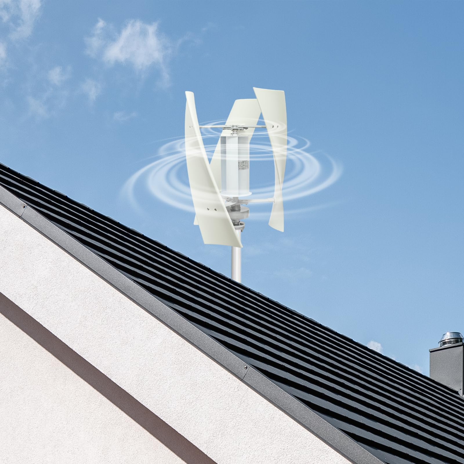 Vertikale Windkraftanlage 100 W mit 3 Blättern, Hilfsrad, hohe Umwandlungsrate für Brücken, Wohnwagen, Boote (24 V)