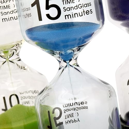 Miniatura 3 de HOZEON Juego de 8 temporizadores de arena, reloj de arena de plástico con reloj de arena, reloj de arena colorido para aula, oficina, cocina, hogar,
