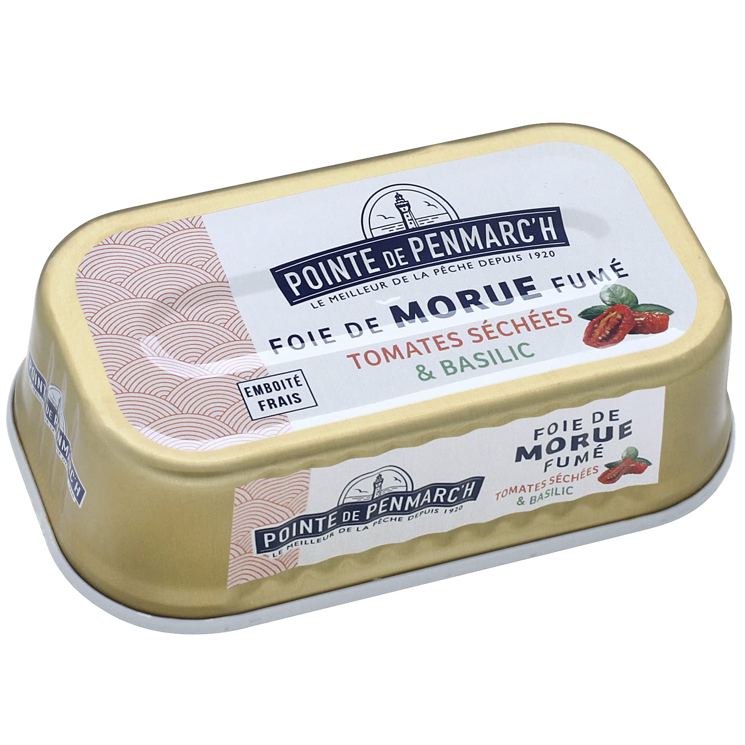 Foie de morue aux tomates séchées et au basilic Pointe de Penmarc'h le lot de 6 boîtes de 121 g - Livraison en 2 à 3 jours ouvrés depuis la Bretagne
