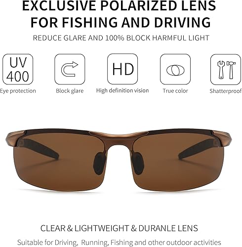 Miniatura 3 de SUNGAIT Gafas de sol polarizadas para hombre, para conducir, pesca, golf, marco metálico UV400