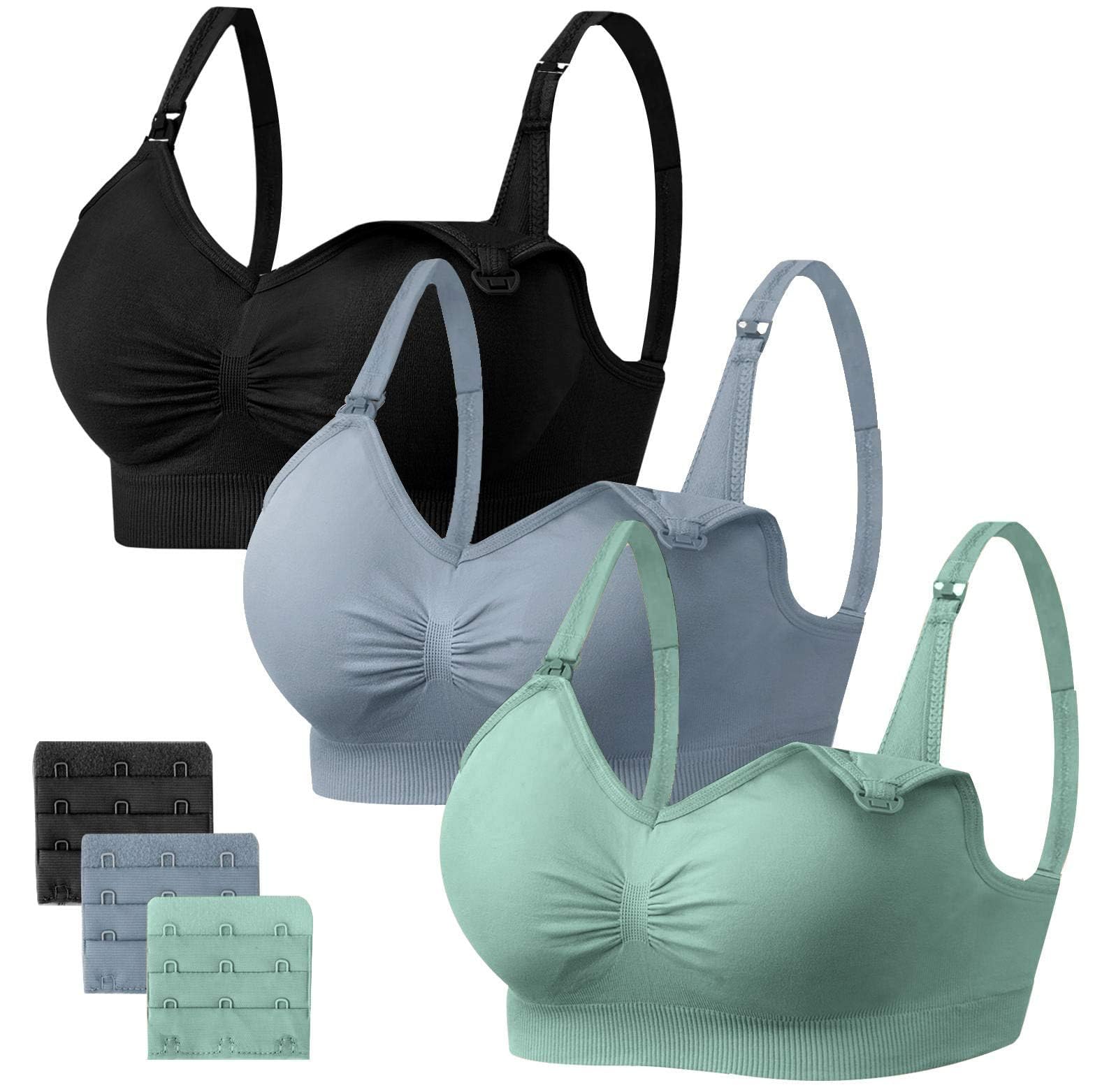 HBselect 3 Pack Women’s Nursing Bra Wireless Seamless Maternity Bra Breastfeeding Bras Bralette with Removable Bra Pads Extenders — view 19