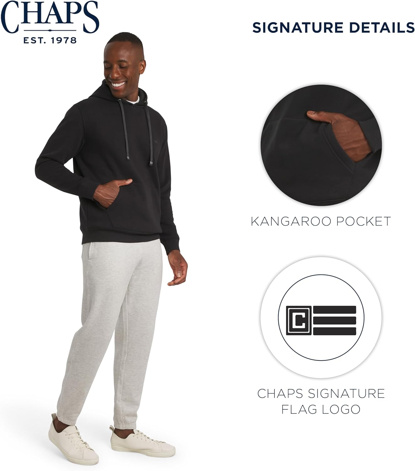 Chaps Men's Everyday Classic Casual Super Soft Fleece Midweight Hooded Sweater (S-2XL) - Image 6