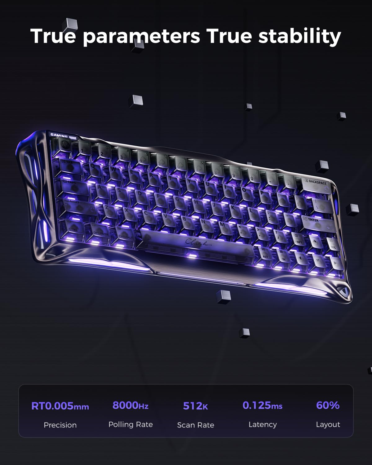 GravaStar Mercury V60 Pro 60% HE Magnetic Gaming Keyboard, True