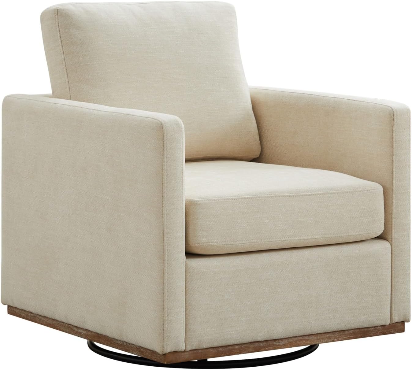 KEIKI 360° Swivel Club Chair with Backrest Pillow, Accent Square Single-seat Armchair Upholstered Sofa for Reading, Nursery, Living Room, Bedroom, Lounge, Hotel