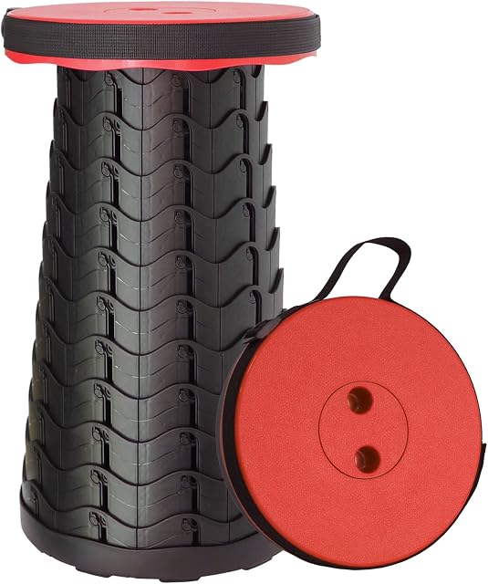Baralir Portable Telescopic Stool, Upgraded Folding Camping Stool Adjustable Collapsible Stools for Outdoor Travel Camping Fishing Hiking Gardening Indoor