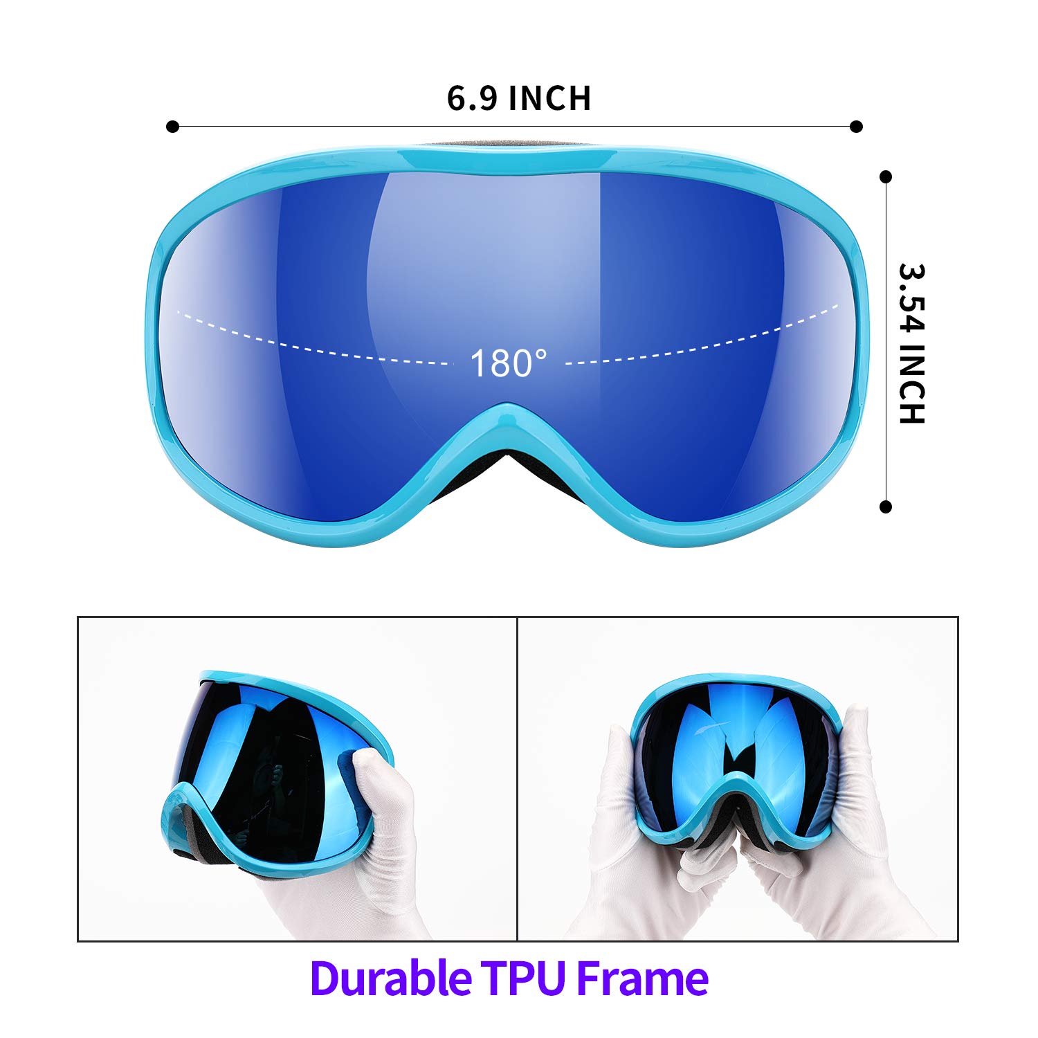 Supertrip Ski Goggles Womens Mens,Anti-fog Anti-glare Skiing Snowboard goggles with 100% UV401 Protection,Helmet Compatible - Image 3