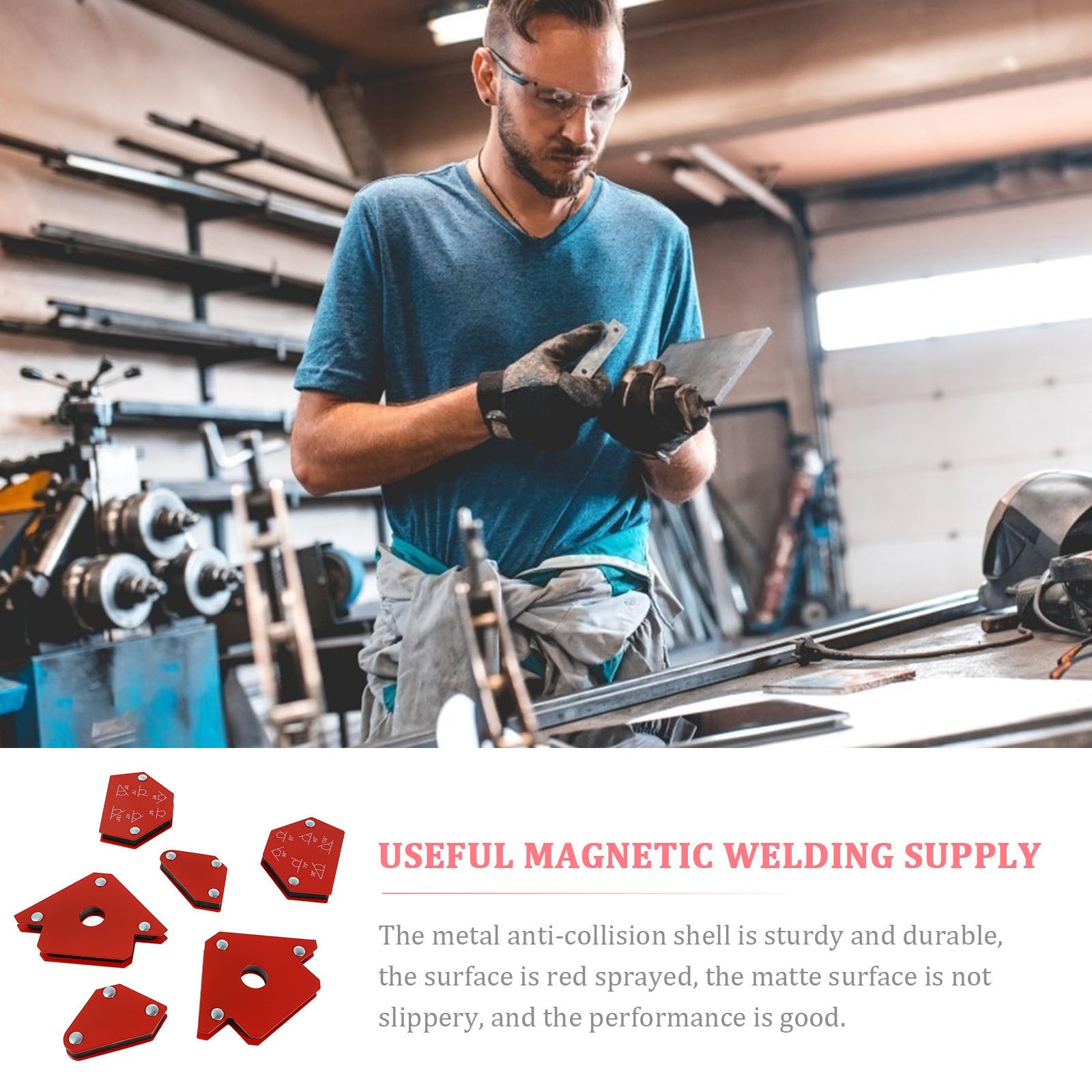 Toddmomy Soporte de Soldadura Magnético y Aplicaciones de Suspensión Posicionador de Soldadura Angular Imán Rojo Multiángulo Compacto para Montaje