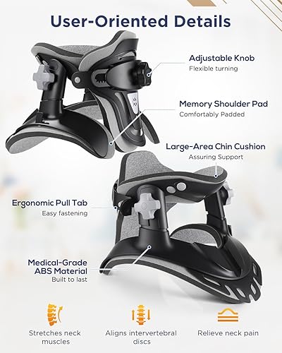 Miniatura 6 de Dispositivo de tracción cervical, estirador de cuello para aliviar el dolor en casa y oficina, 3 tracciones de potencia, soporte ergonómico