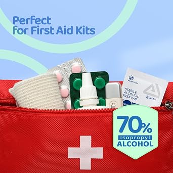 Dynarex Alcohol Prep Pads, Medical-Grade and Non-Woven Prep Pads, Saturated with 70% Isopropyl Alcohol, Rapid-Acting Antiseptic Wipes, 1-Ply, Medium, 1 Case of 2000 (10 Boxes of 200)