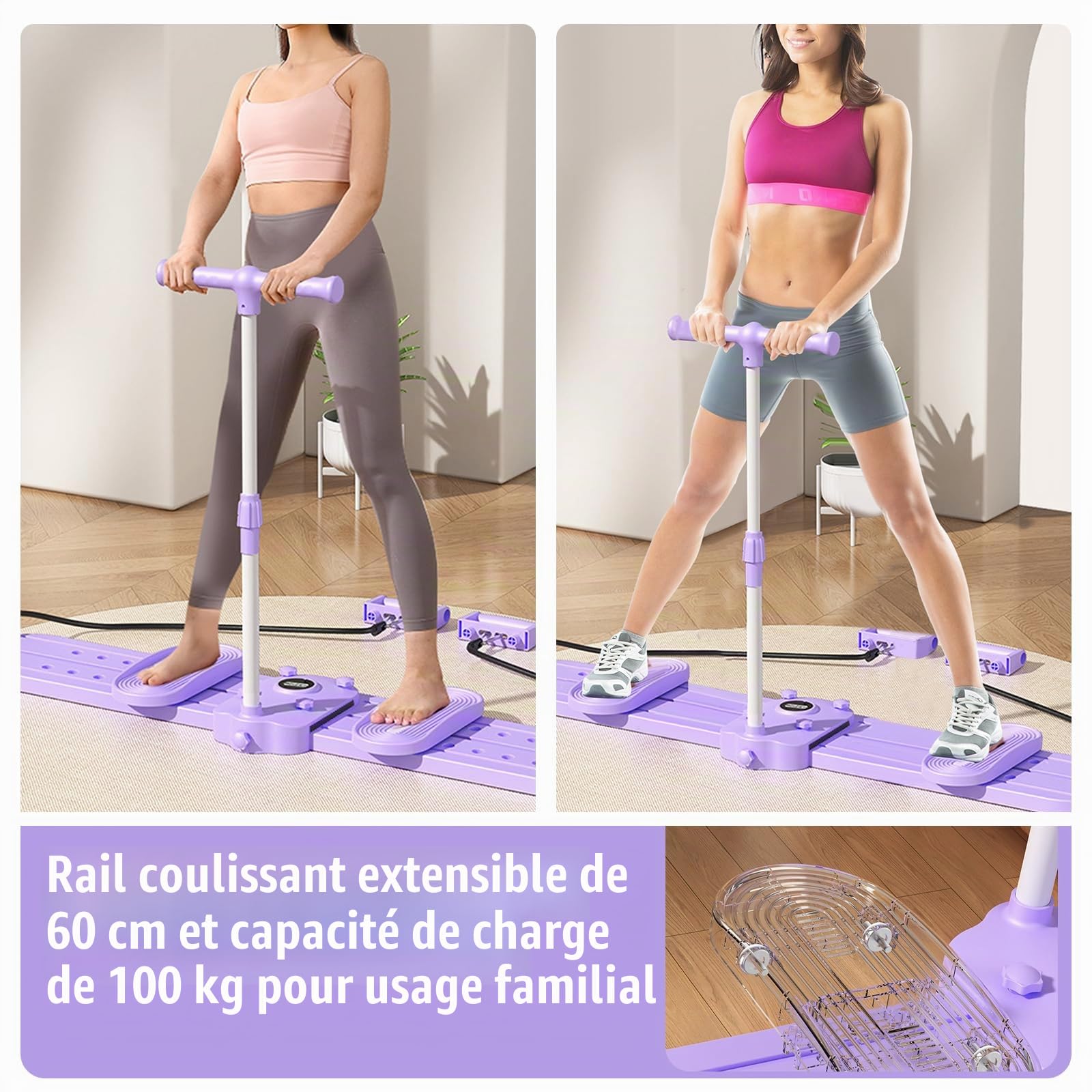 JAOGAUS Reformer Pilates Machine à Ski Pliable, Planche Abdominaux, Machine Sport Maison