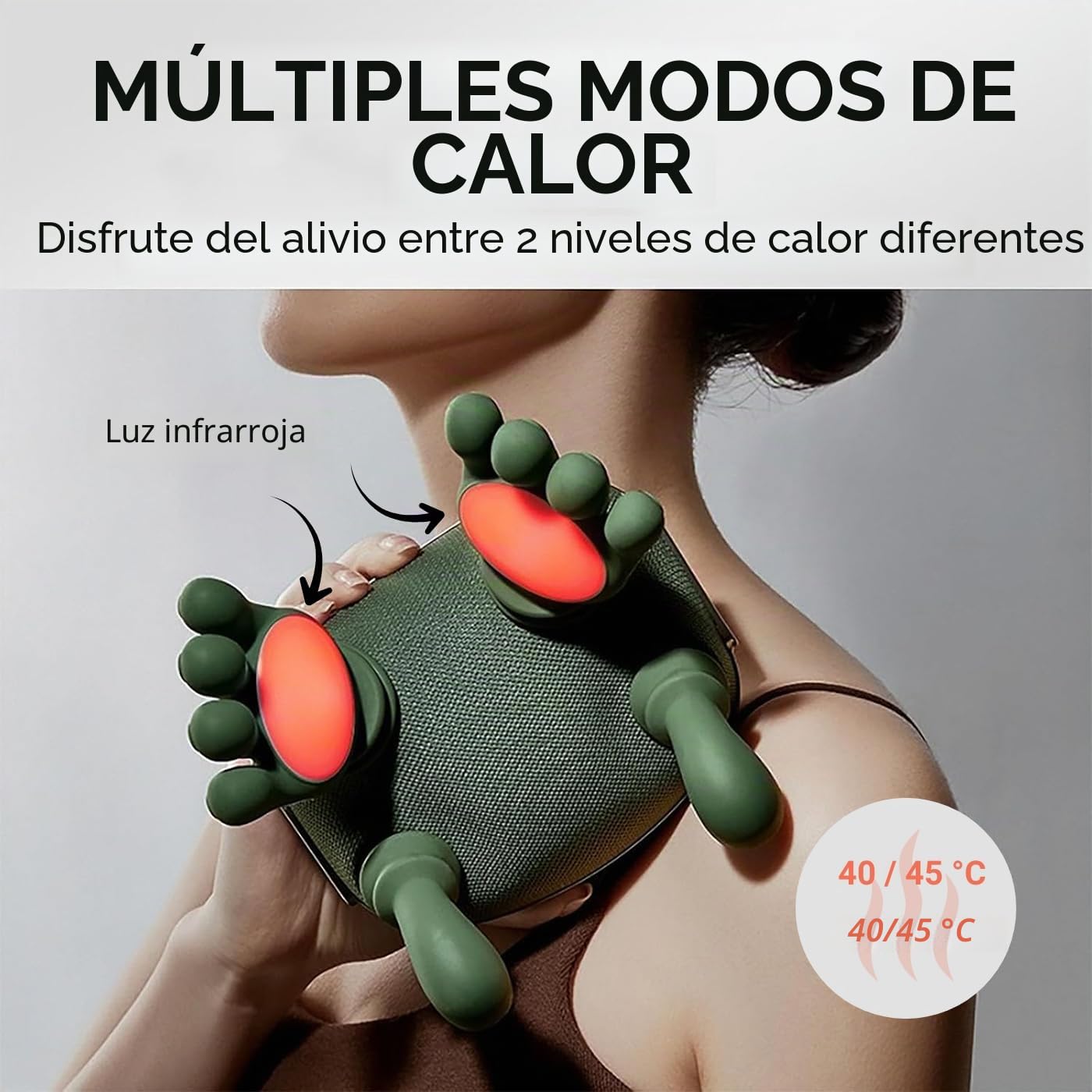 Masajeador de cuello y hombros con calor, embalaje de regalo, recargable por USB inalámbrico, 3 intensidades de masaje y 2 niveles de calor, diseño ergonómico 4D para alivio de cuello, espalda y