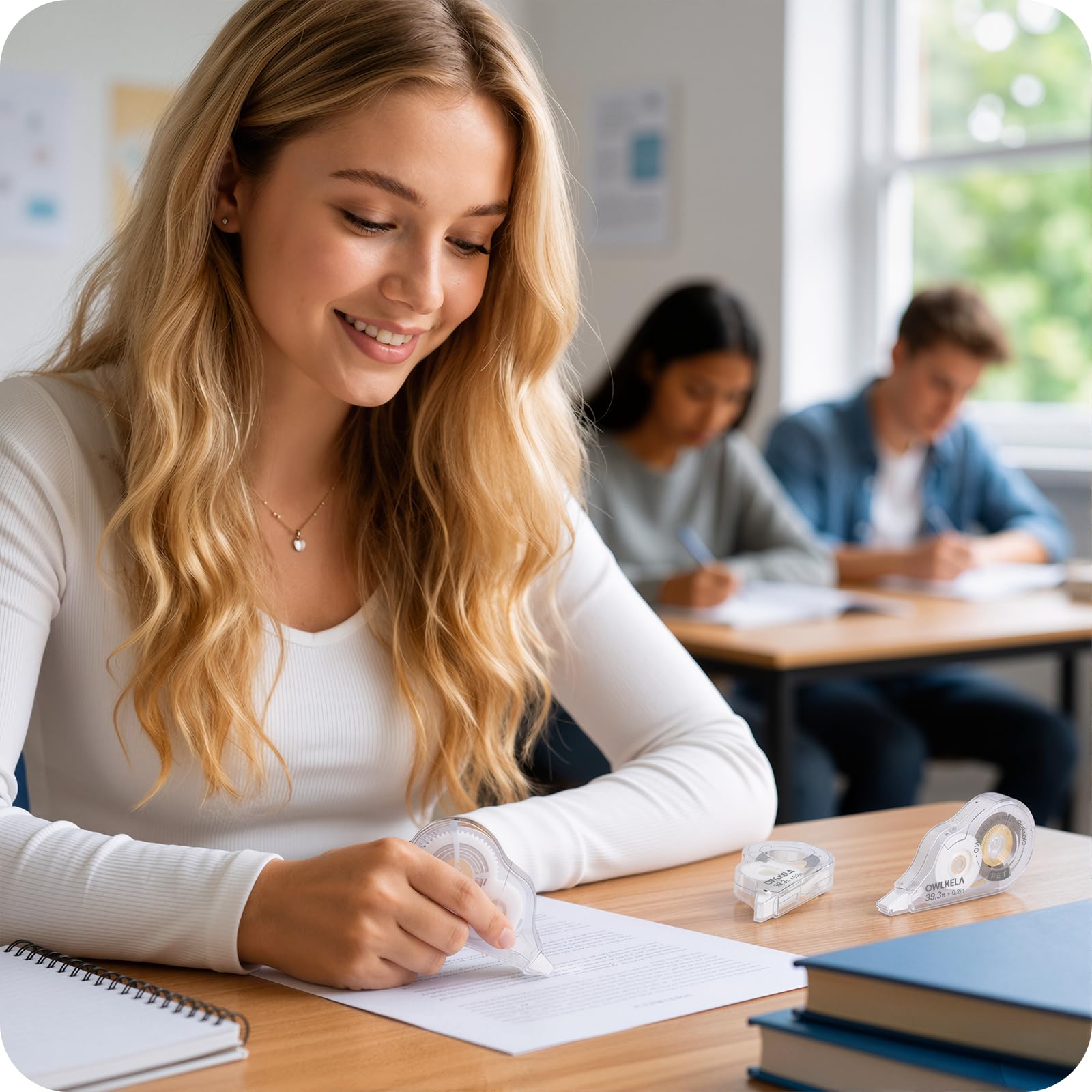 OWLKELA 64 correttori a nastro, 1,9 m, trasparente | Nessun tempo di asciugatura, resistente agli strappi, larghezza 0,5 cm, ideale per ufficio e scuola
