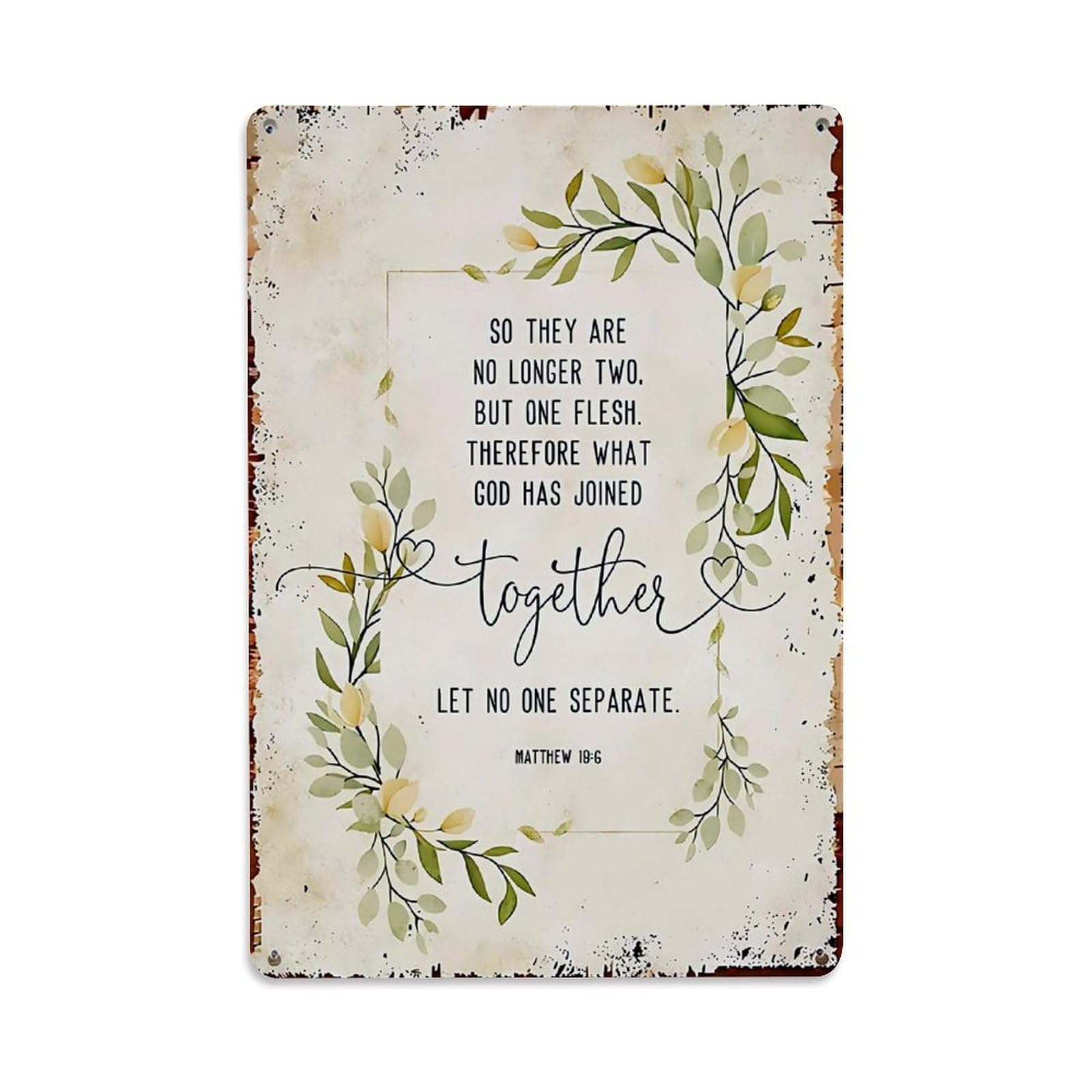 Jdfenggu Vintage Floral Wreath Bible Verse Print Retro Metal Tin Sign, Metal Poster For Bar, Home, Man Cave, Kitchen, Laundry Room Art Decor 8X12 Inch
