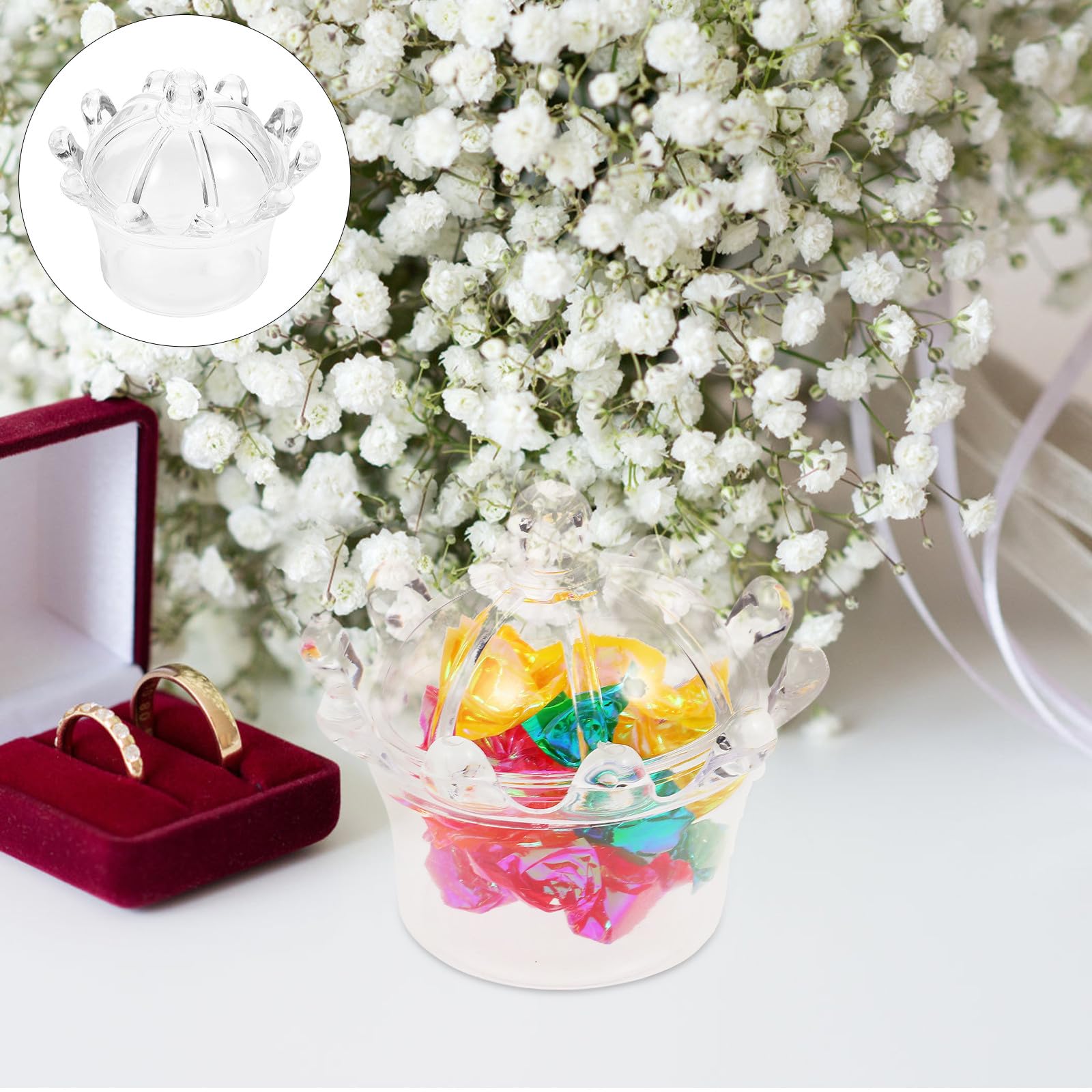 jojofuny 24pezzi Scatole Trasparenti Forma di Corona Scatole Regalo per Bomboniere Contenitori di Plastica per Dolci per Feste e Celebrazioni con Coperchi per Esposizione Elegante