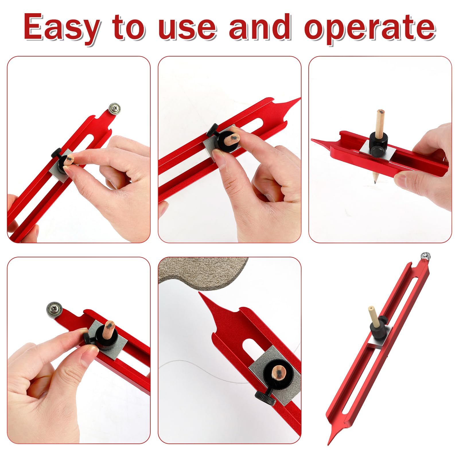 Precise Contour Scribe Tool Woodworking Profile Scribing Tool Ruler with Adjustable Pencil Holder Upgrade Contour Measuring Tool Measuring Scriber Tools Aluminum Alloy Contour Gauge Tool — Amazon image 6