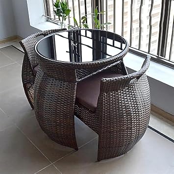 Garden Furniture, Outdoor, 2 Seats, Garden Table Set, Veranda, Table Set, Rattan Style, Garden Chair, 3-Piece Set, Ergonomic, Sitting for Long Hours Without Fatigue, Stylish, Aluminum Alloy, PE