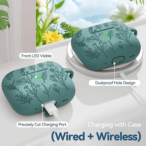 Miniatura 7 de Funda de silicona con kit limpiador (tapa magnética verde pino, para Airpods Pro 12)