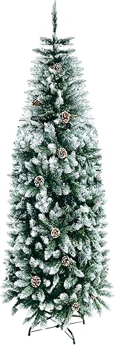 Miniatura 10 de MuRealy Árbol de Navidad de 5 pies  Árbol de Navidad artificial con bisagras sin luz con 480 puntas de ramas de PVC, diseño parcialmente flocado,