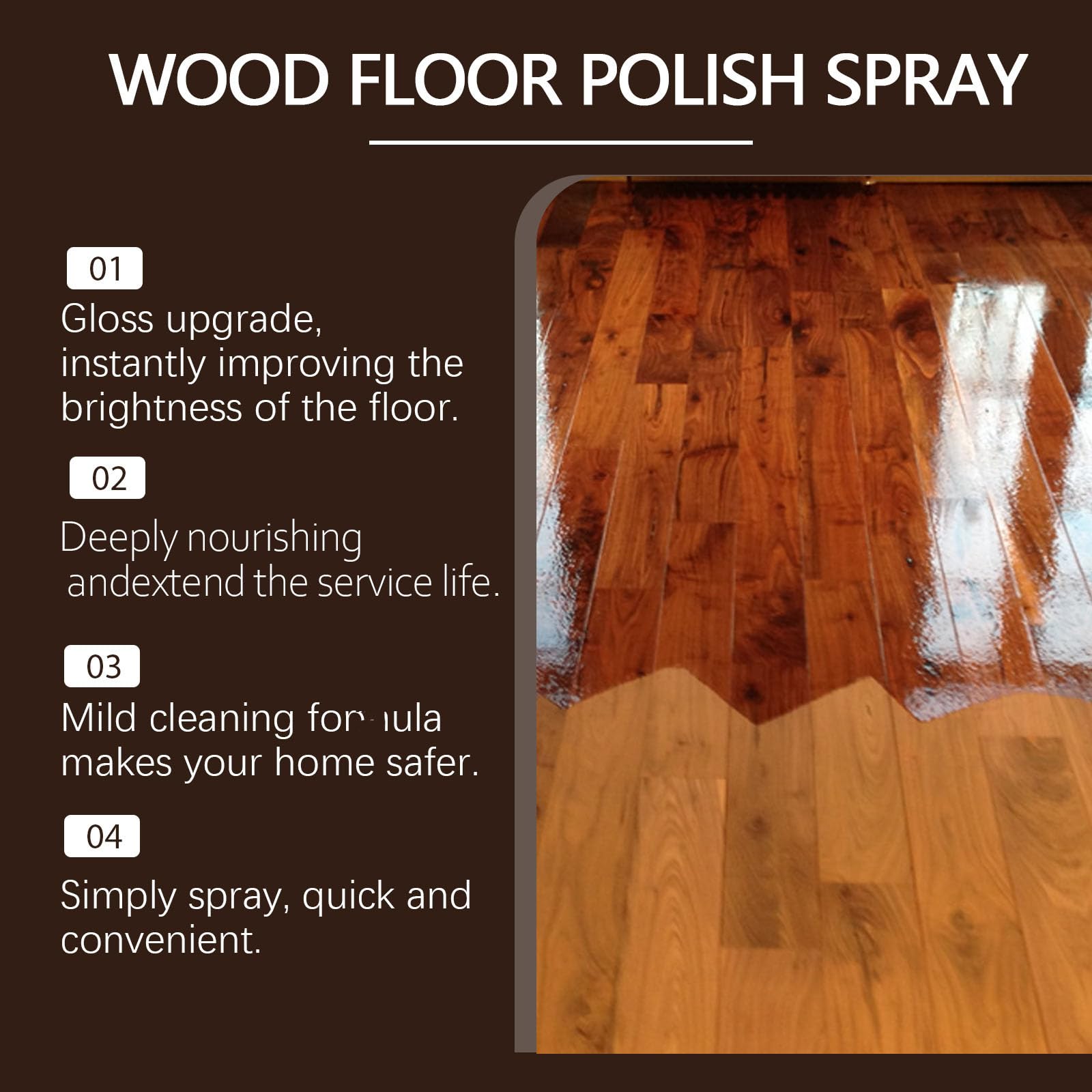 Bienenwachs-Holzboden-Polierspray für Hartholz & Laminat, Bodenrestaurierung & Kratzerreparaturpflege, Holzreiniger und Möbeloberflächen-Glanzverstärker, Schutzfinish für stumpfe Böden (5Pcs)