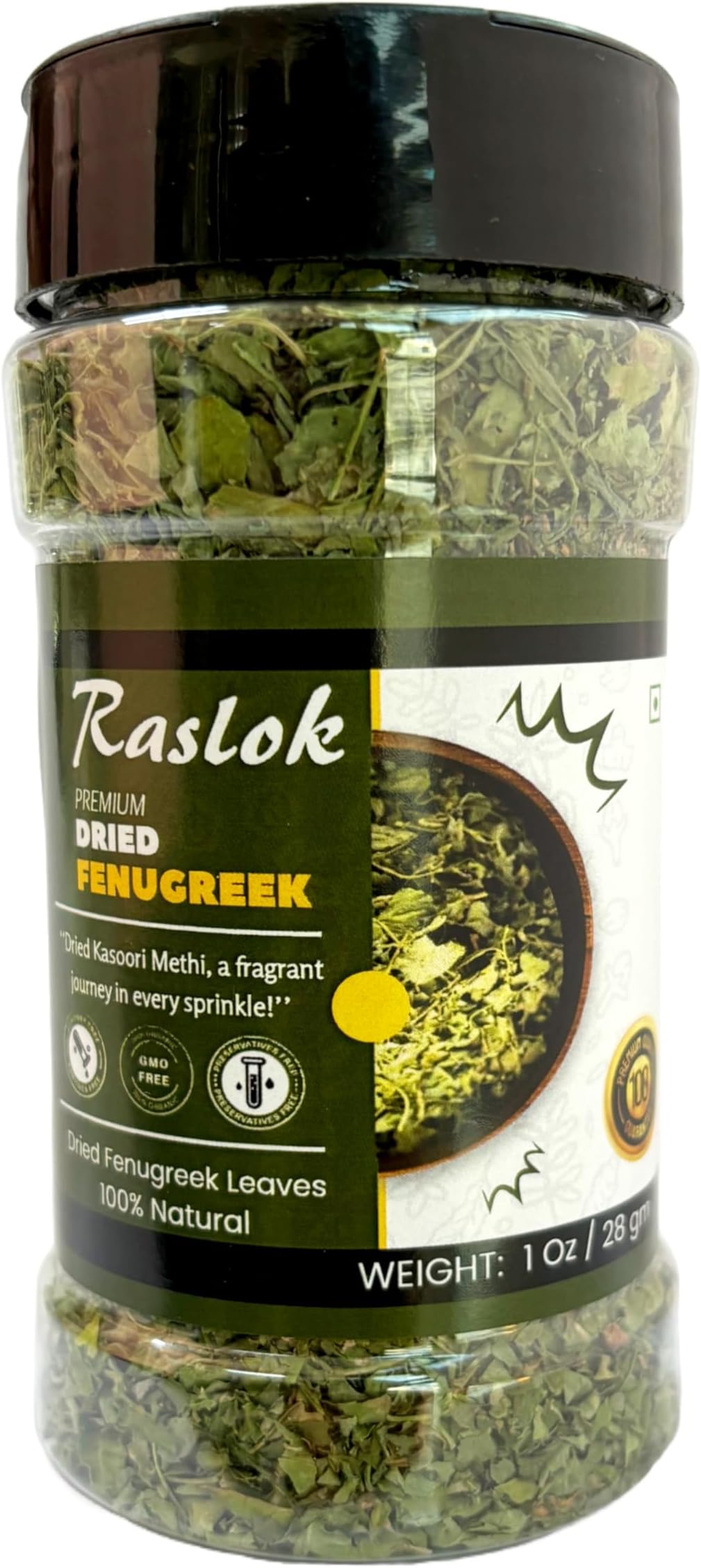 Dried Fenugreek Spice Leaves Herbs All Natural Kasoori Methi | 1oz - 28gm | Popular Seasoning Indian Spices| All Natural | Vegan | Gluten Free| NON-GMO | Kasuri Methi Organic | Dried Herbs