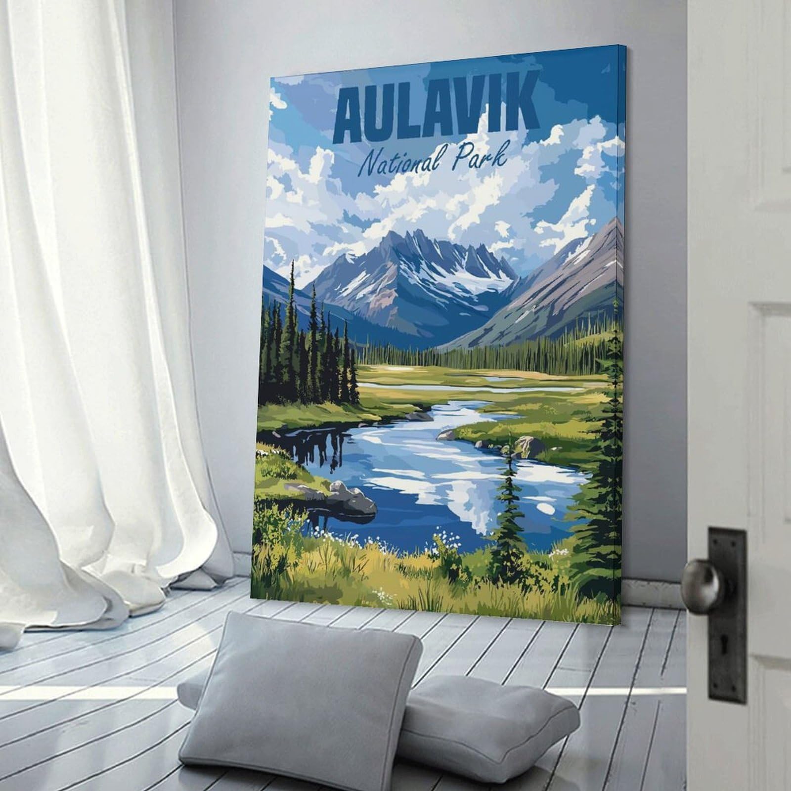 Junmoney Aulavik National Park Canvas Art Print, 16x24inch(40x60cm), for Restful Interiors, Bedrooms Or Small Rooms, A Warm Accent for Relaxed Interiors