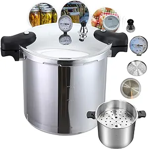 TANKER 23 Quart Pressure Canner & Cooker | Induction Compatible | Pressure Gauge & Pressure Regulator | Aluminum & Stainless Steel | Denali is a USA Company