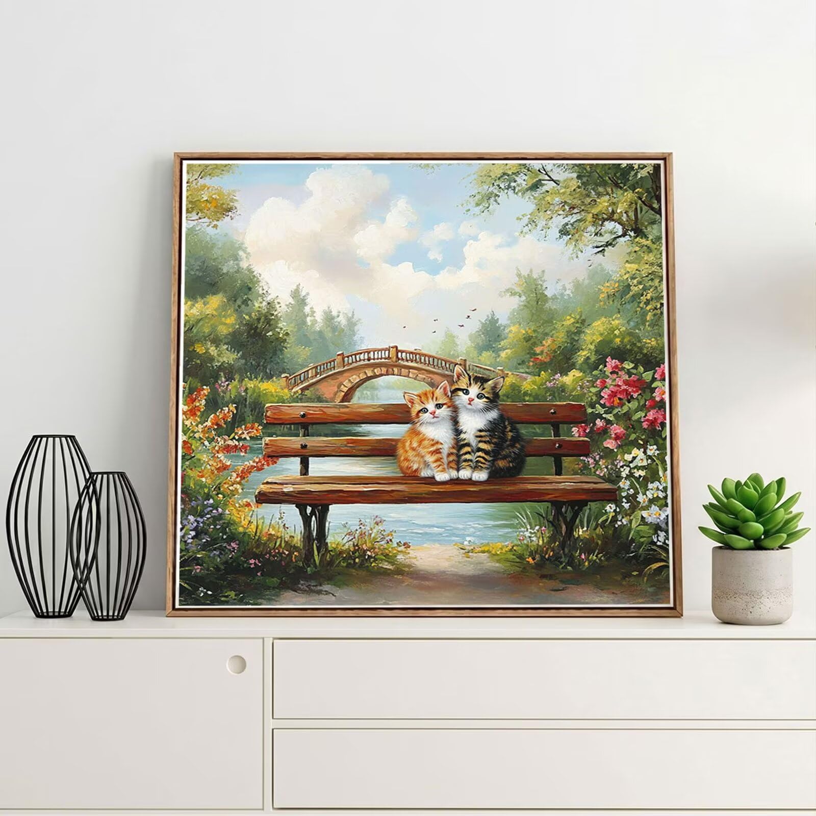 Broderie Diamant Kit Complet 5D, Chat Diamond Painting Adulte Plein Foret, Peinture Diamant pour Adulte Enfant Débutant, Loisirs Créatifs de Détente et Décoration Maison, Jardin 90x90cm FX#903