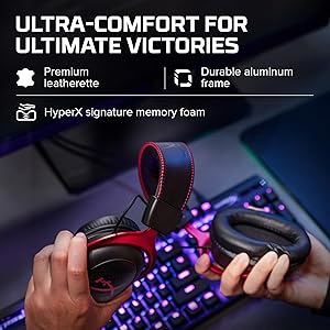 HyperX Cloud II - Gaming Headset, 7.1 Surround Sound, Memory Foam Ear Pads, Durable Aluminum Frame, Detachable Microphone, Works with PC, PS5, PS4, Xbox Series X|S, Xbox One Red