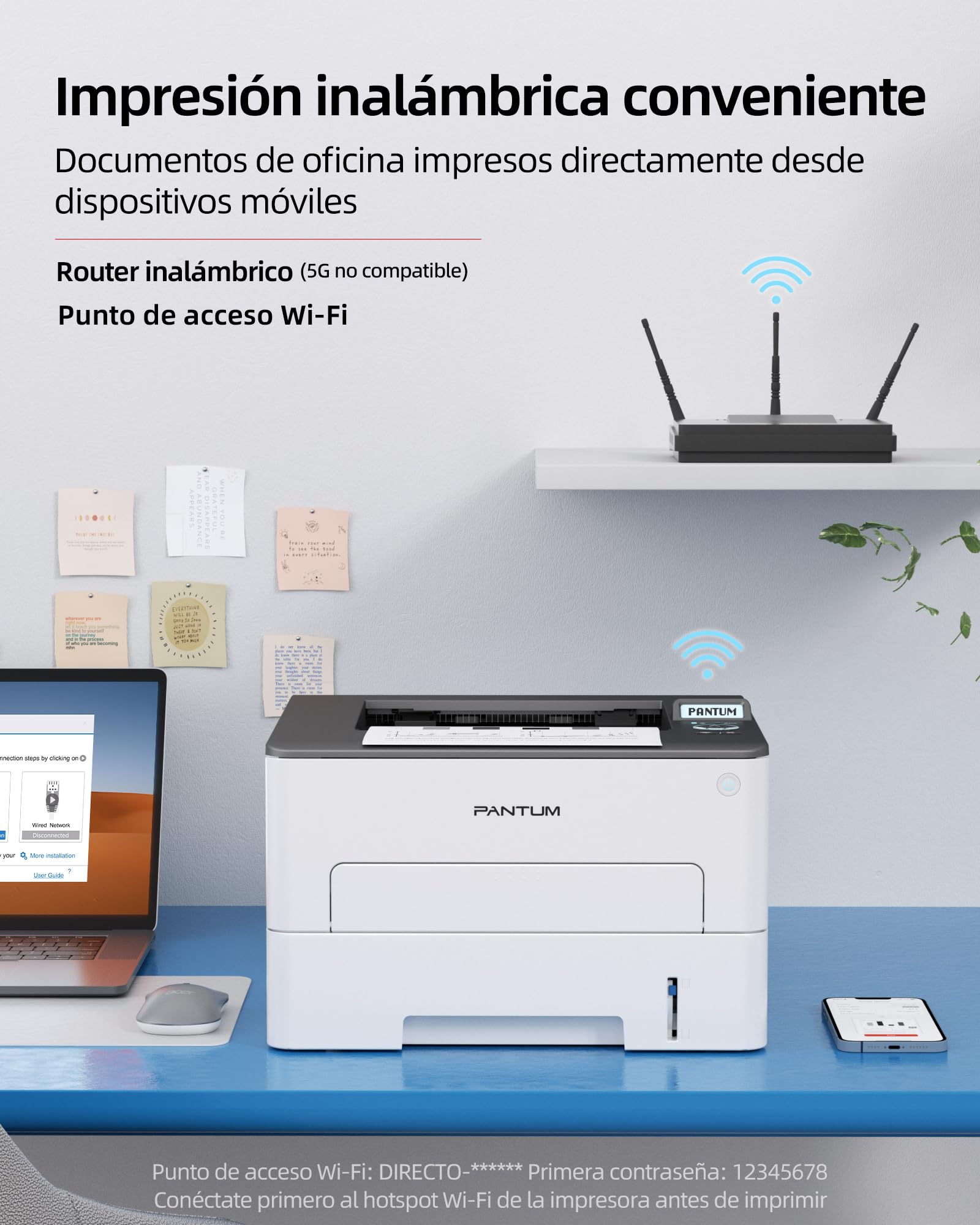 PANTUM P3018DW Impresora Laser Monocromo con Tóner Oringinal - WiFi Impresión a Doble Cara Automática (30 ppm Wi-Fi Direct, Ethernet, USB 2.0, Inalámbrica) para Hogar y Oficina