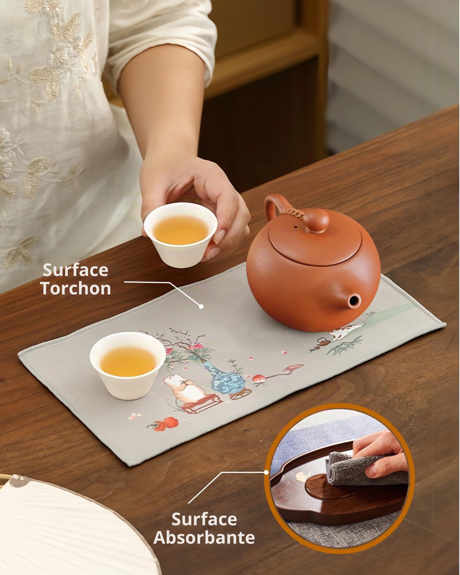 Théière Chinoise en Argile 400 ML, Yixing Zisha Xishi Théières, Theiere Terre Cuite, Faite à la Main Bouilloire en Argile Kung Fu avec Boîte et Torchon