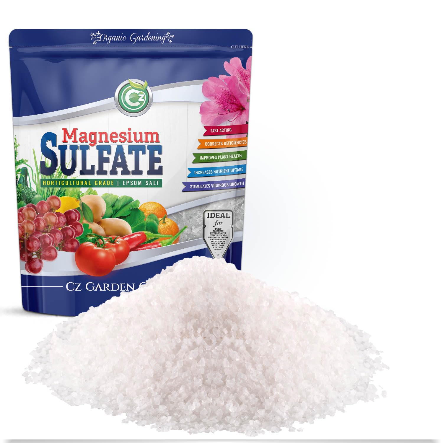 Magnesium Sulfate Epsom Salt five pound plant food fertilizer bag
