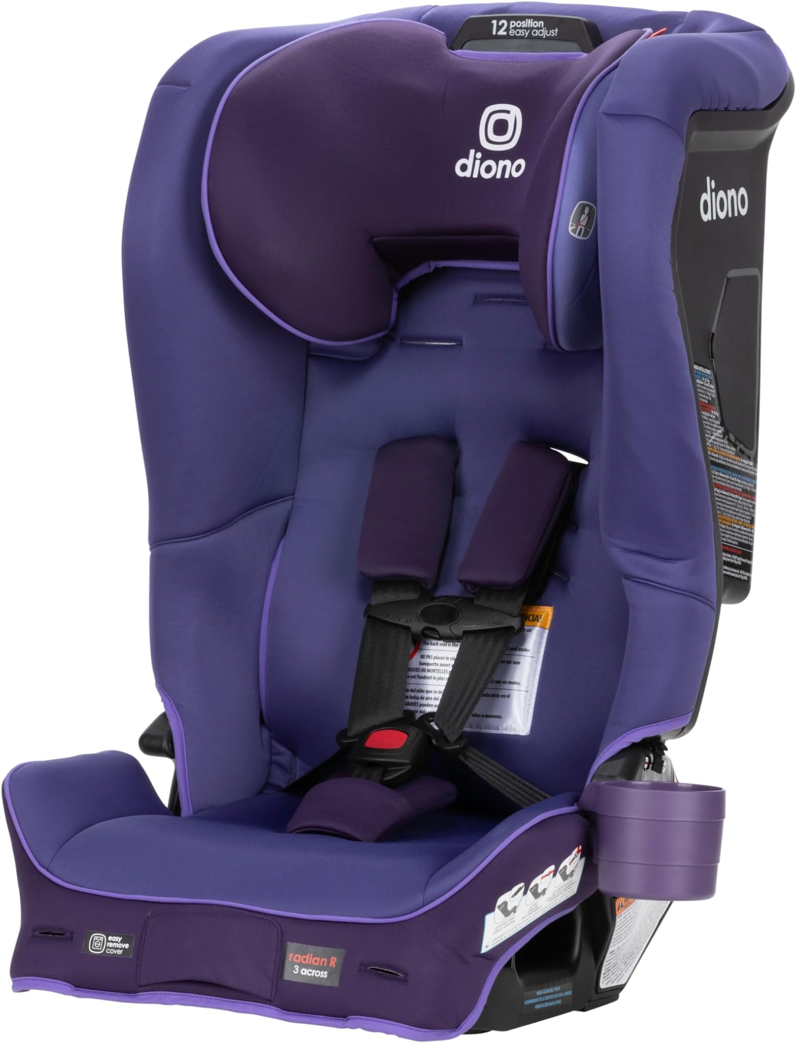 Diono Radian 3R SafePlus, All-in-One Convertible Car Seat, Rear and Forward Facing, SafePlus Engineering, 10 Years 1 Car Seat, Slim Fit 3 Across, Purple Wildberry