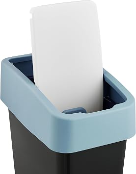 keeeper Premium Rubbish Bin with Flip Lid, Soft Touch, 10 L, Magne, Nordic Blue