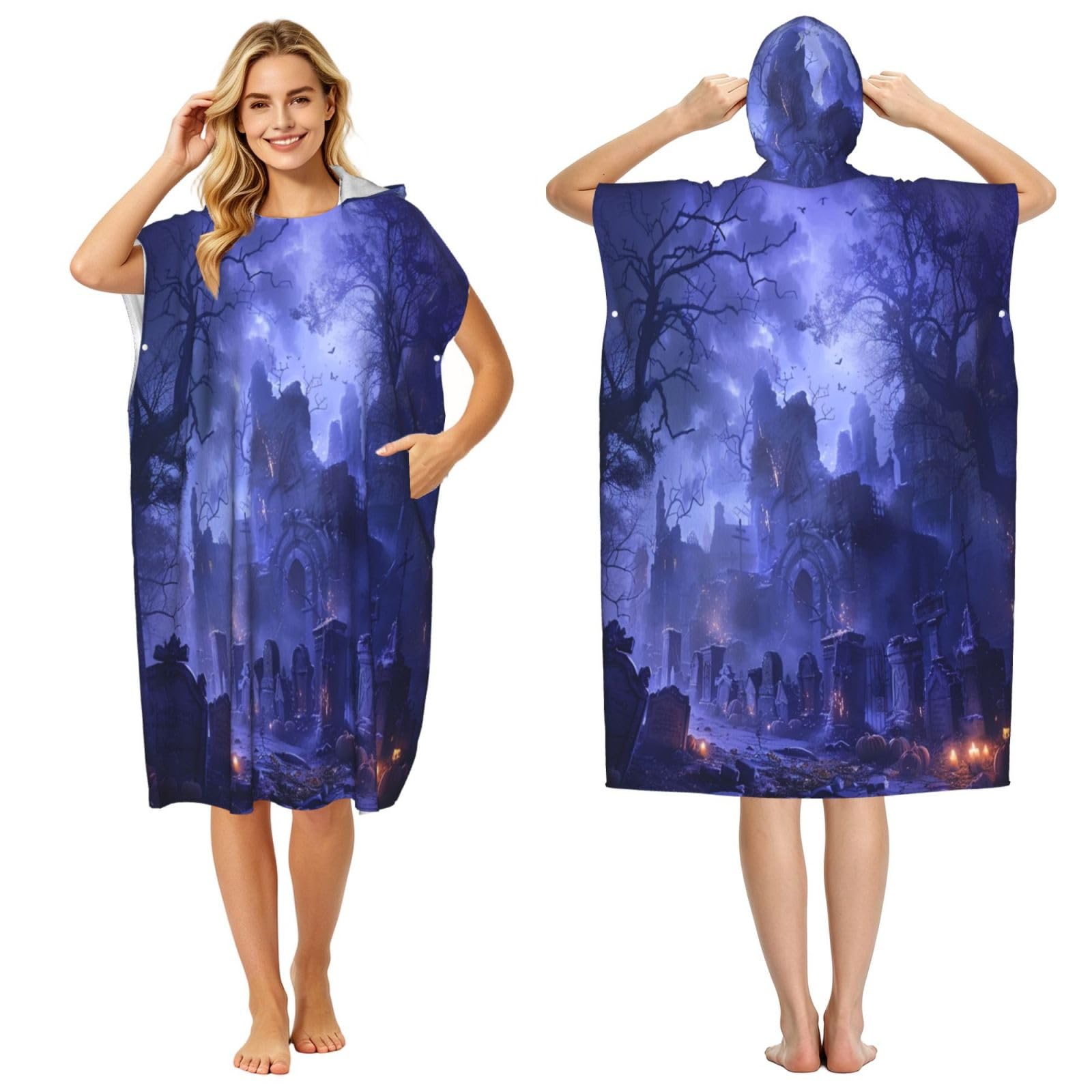KLGRTJHK Wanling Festival Adult Hooded Beach Poncho Towel 43"X35"