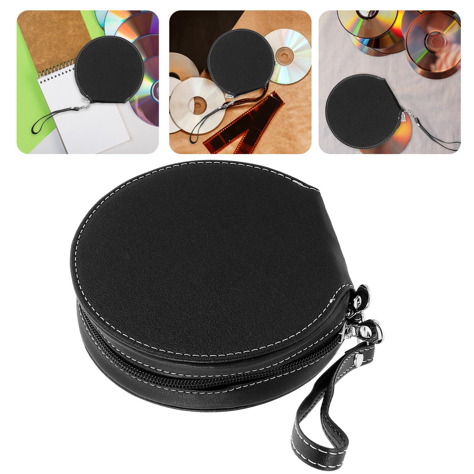 OUNONA CD Case, Capacity CD/DVD Case Holders Wallet Hard Plastic DVD Disc Cases Storage Binder for Car Home Office Travel (40, Black)