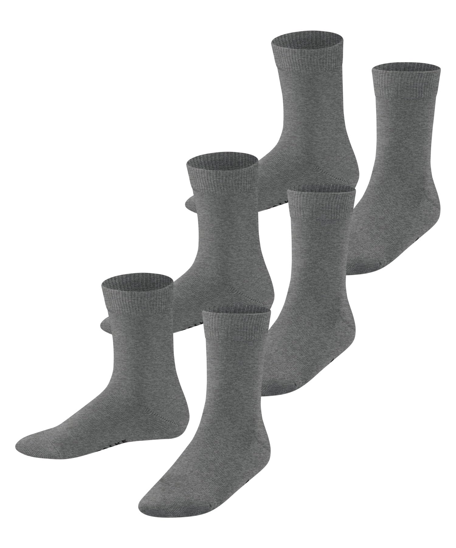 Falke Unisex Kids Grey Light Melange 3390 Family Multipack K So Cotton Plain 3 Pairs Socks, 3-5
