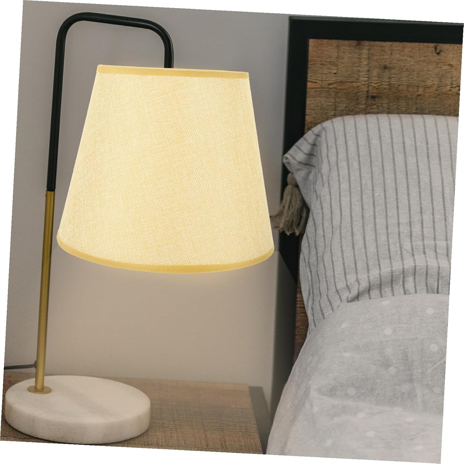 Fabric Lamp Shade Accessory for Desk and Bedside Lamps Metal Frame Easy Installation Replacement Cover for Living Bedroom Beige Bottom