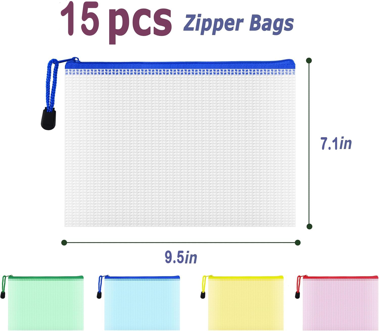 15 Piezas Bolsas de Archivo A5, Bolsas de Documentos, Plastico Impermeable Bolsas, para Almacenaje de Juguetes, Documentos, Escuela, Oficina y Hogar(5 colores)