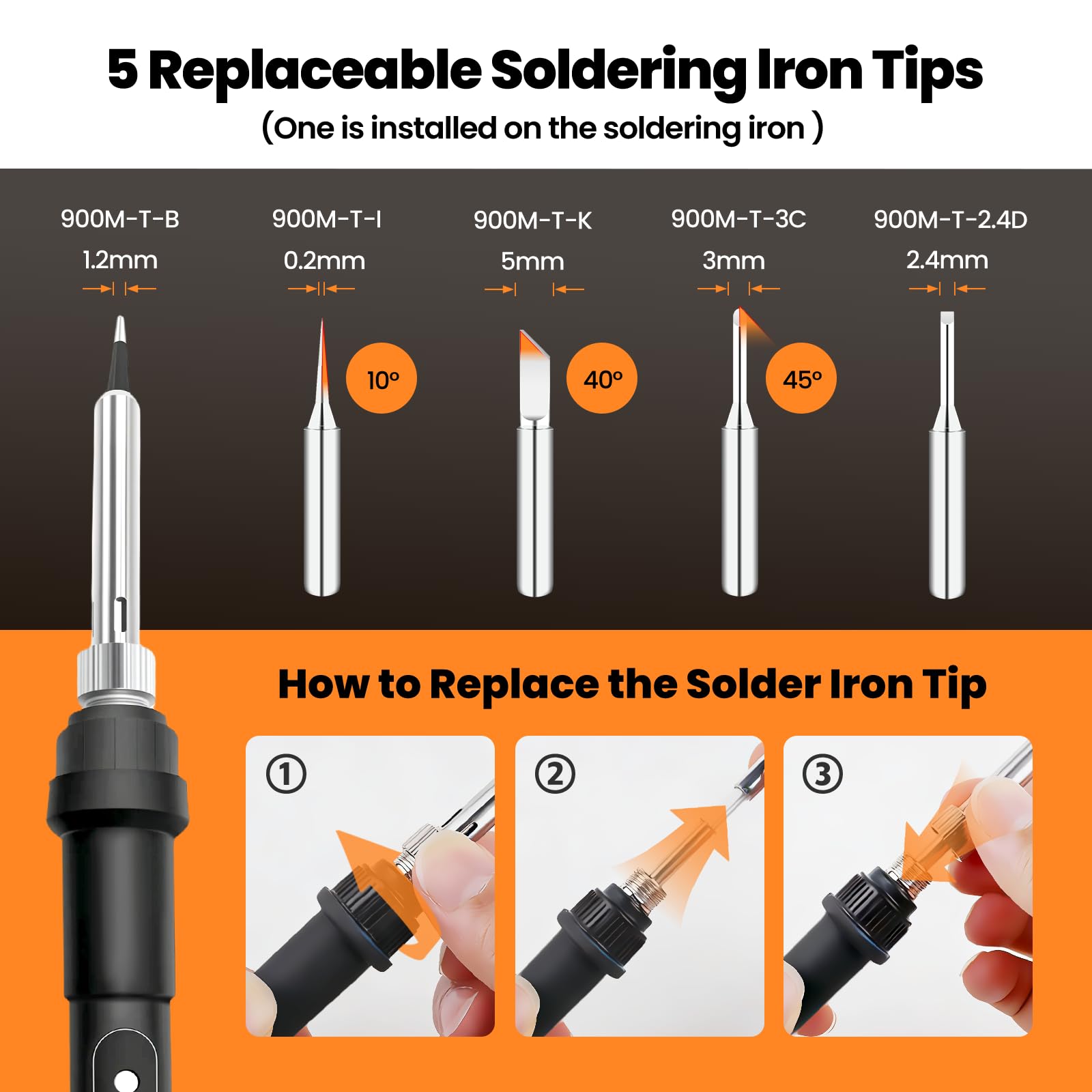 Fer à Souder 100W – Régulation de Température LCD de 180° à 520°C,Kit de Soudure 16-en-1 avec 50g d'Étain, 5 Pointes de Soudure,Pompe à Désouder,Support de Fer et Pince – pour Électroniques
