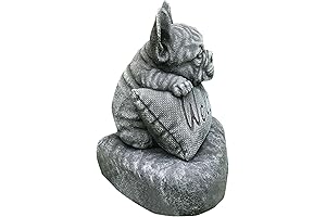 EKDJKK Bulldog Resin Statue: French Bulldog Christmas Welcome