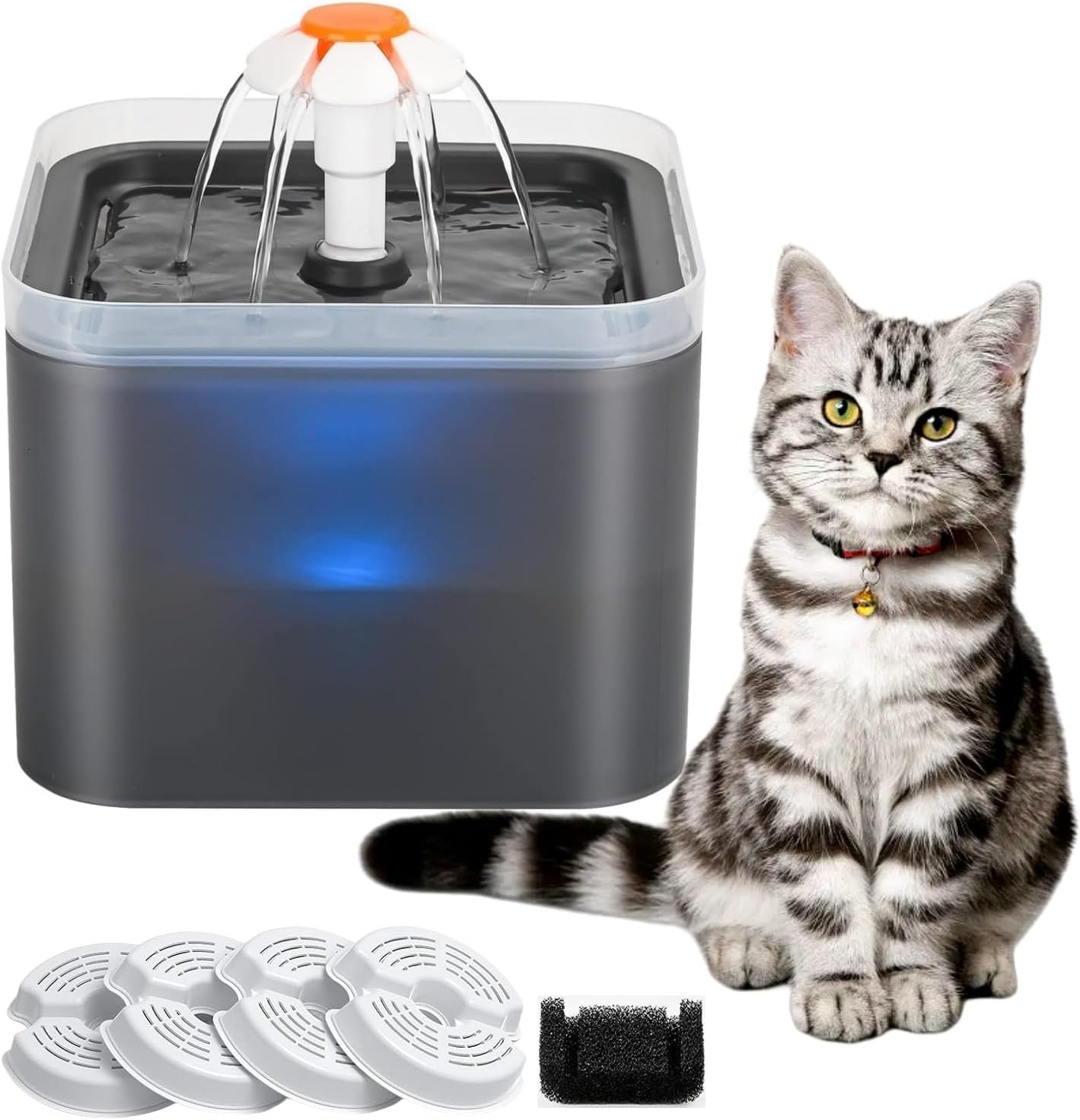 Cat Water Fountain, 2L Pet Water Fountain Cat Bowl, Cat Fountain with