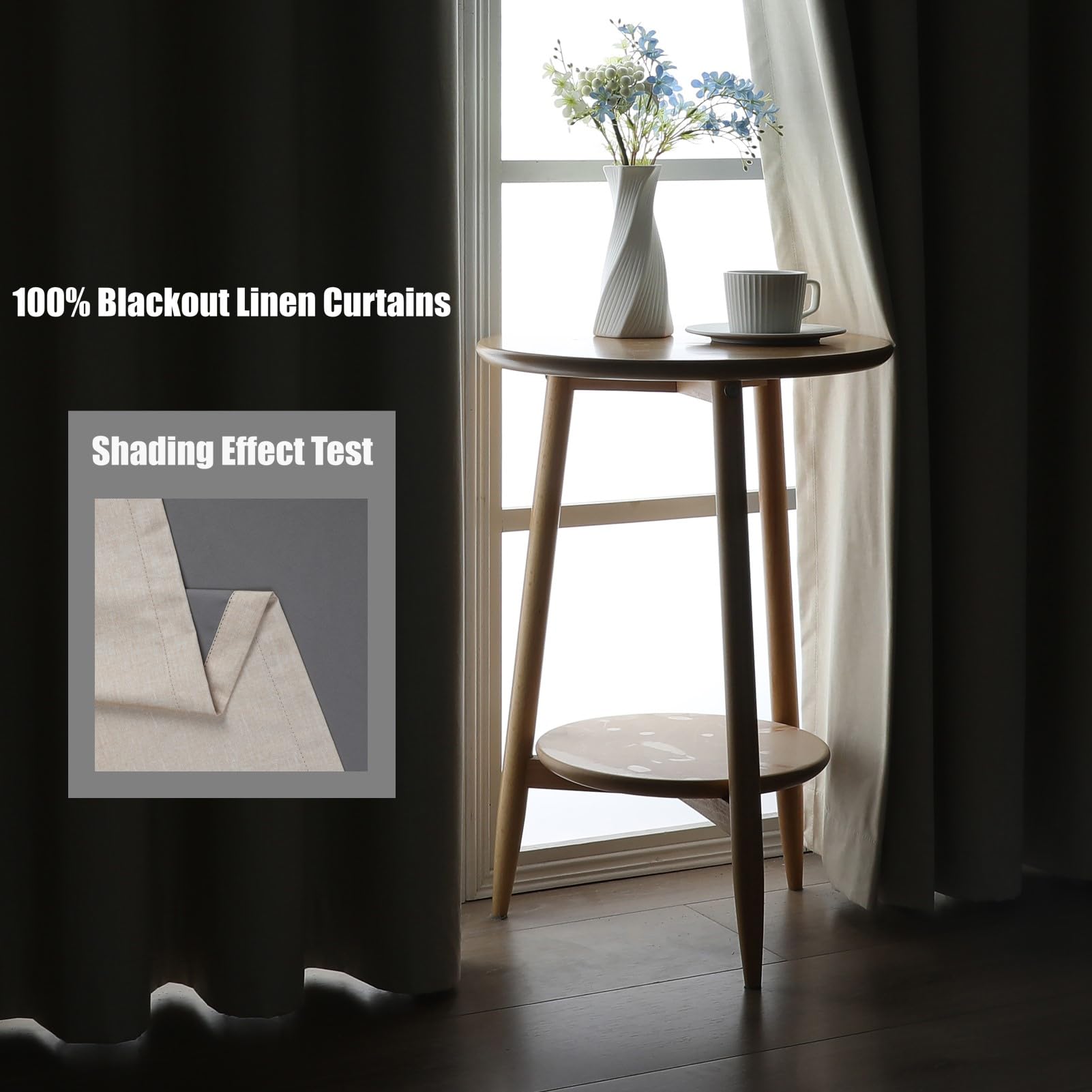 Flyfun Grommet Blackout Curtains - 2 Panels, Thermal Insulated, Room Darkening, 52x108 Inches, Light Khaki