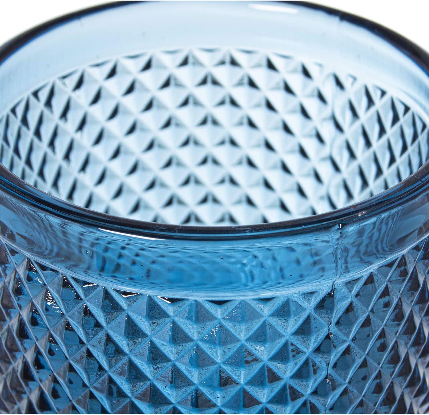 DRW Set of 6 Glass Glasses 300 ml in Blue ø9x16,5 cm
