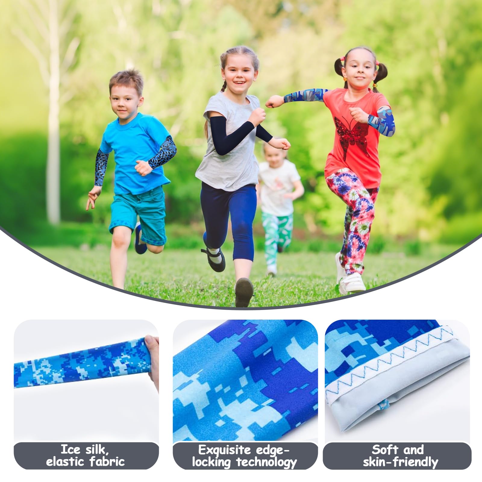 Manicotti Pallavolo, 5 PCS Bambini Manicotti, Manicotti Pallavolo Bambino, Protezione Sunblock Manica Braccio, per Sport All'aria Aperta per Bambini e Adolescenti