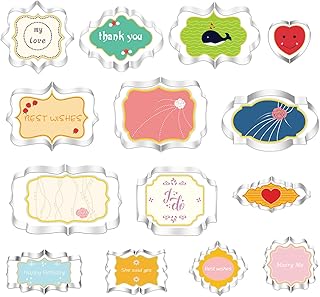 MrCookie Wedding&Blessing Plaques&Frames Cookie Cutters Shapes Baking Set, 14 PCS Shapes Biscuit Mold Stainless Steel,Cake...